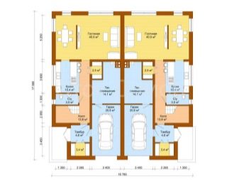 проект дуплекса с разными площадями