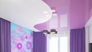 Двухцветные натяжные потолки: особенности дизайна и уход