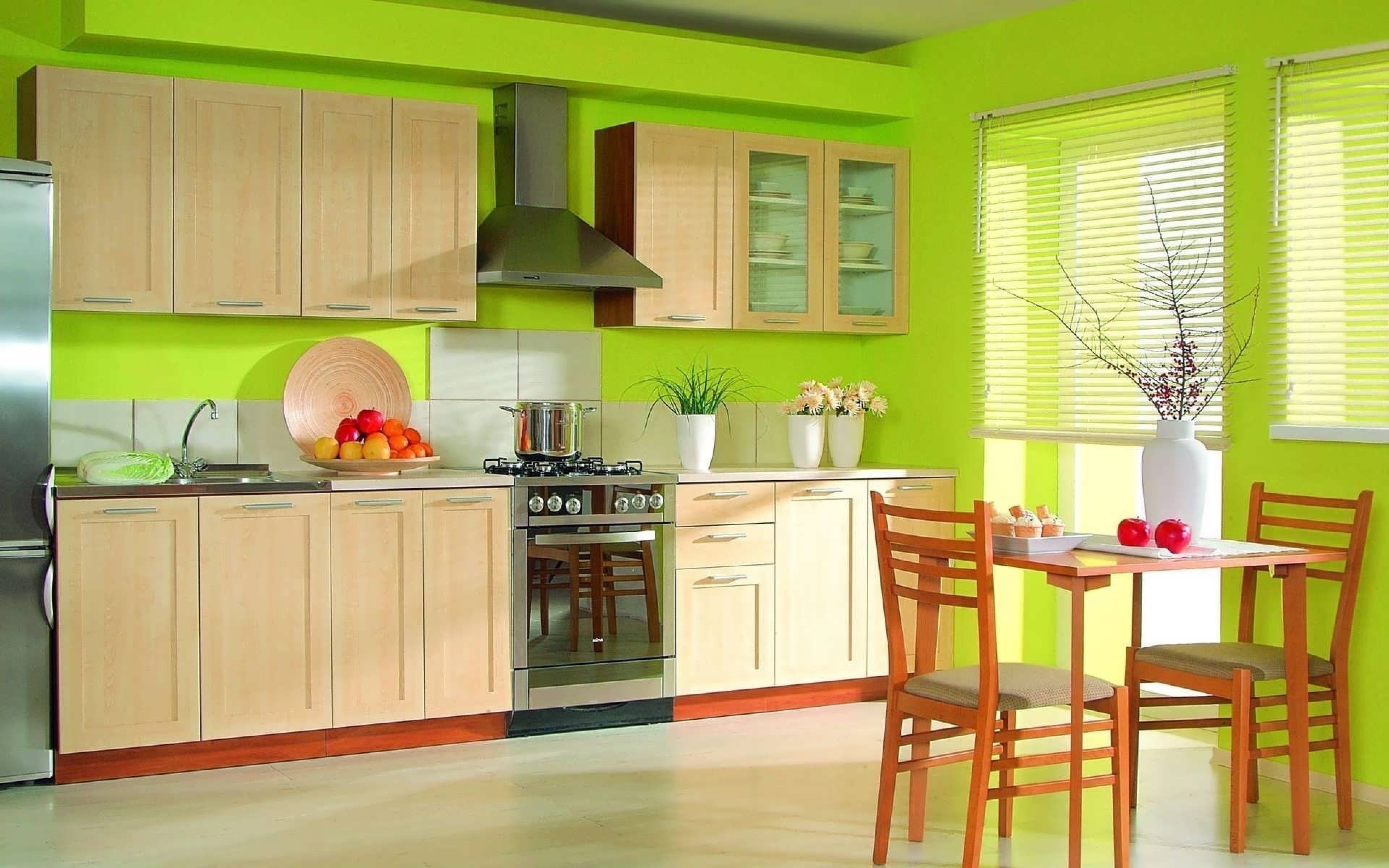 Зеленые Обои На Кухне Фото