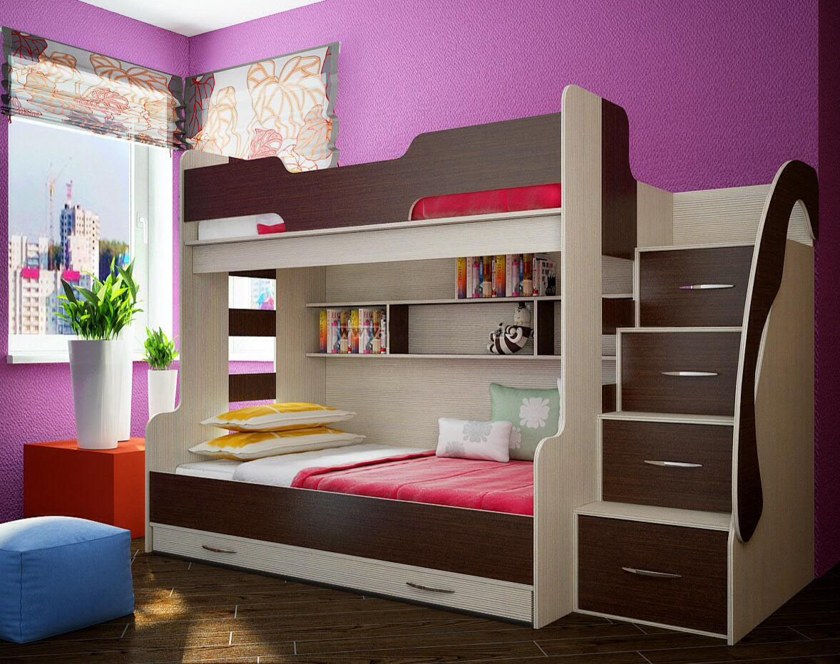 Дизайн двухъярусной кровати для подростков