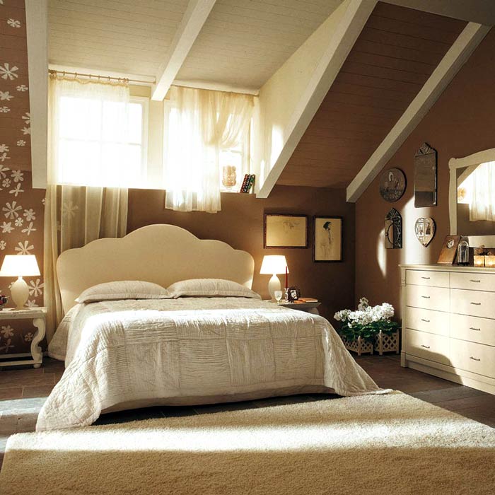 Современная Спальня В Мансарде Фото