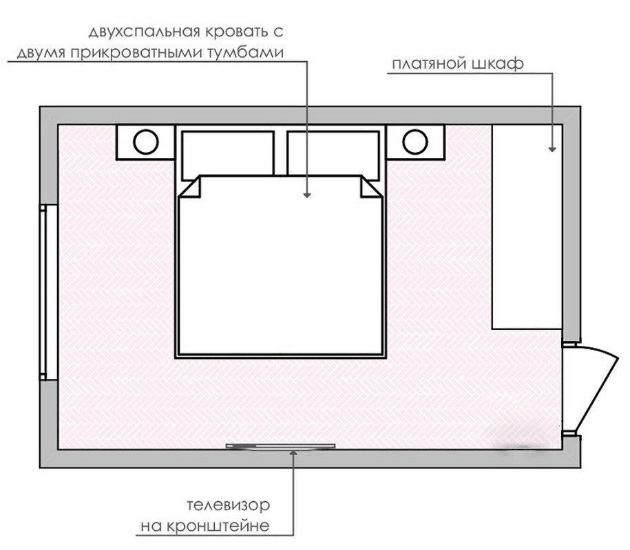 Дизайн спальни 12 кв.м - 5 планировок.
