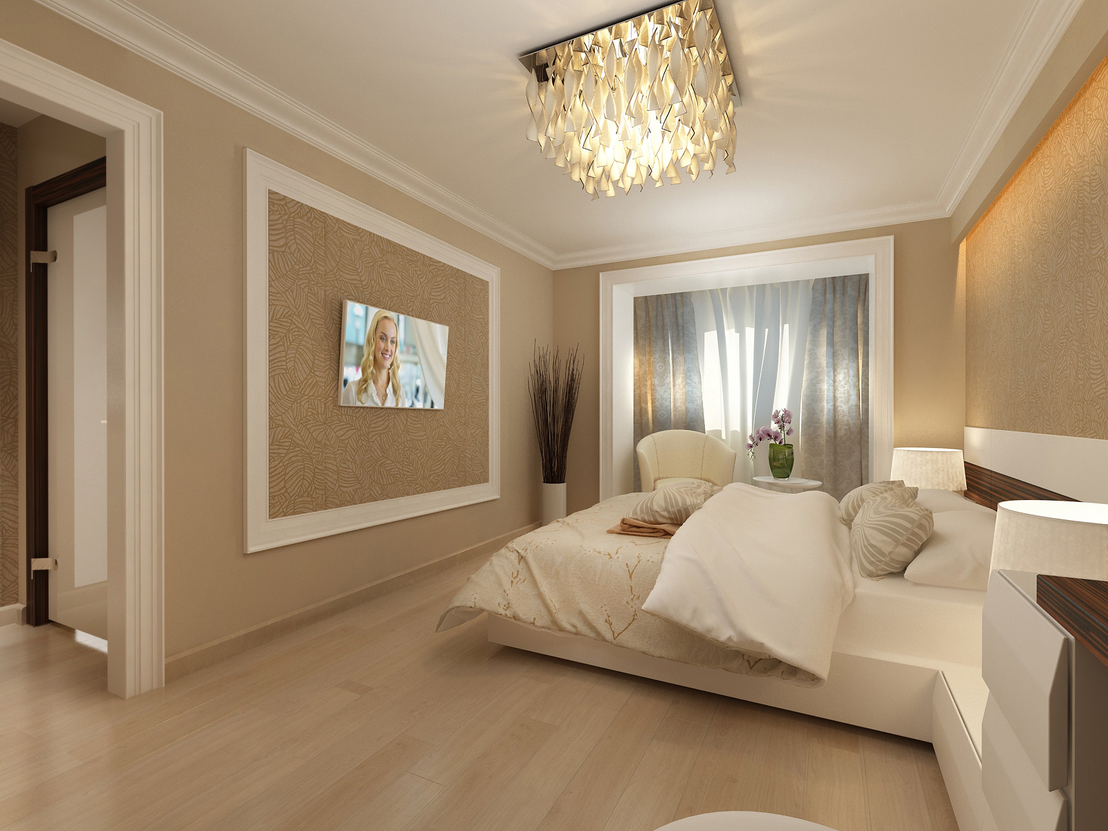 Дизайн спальни в светлых и теплых тонах