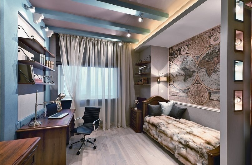 Дизайн комнаты 10 кв м в современном стиле с диваном