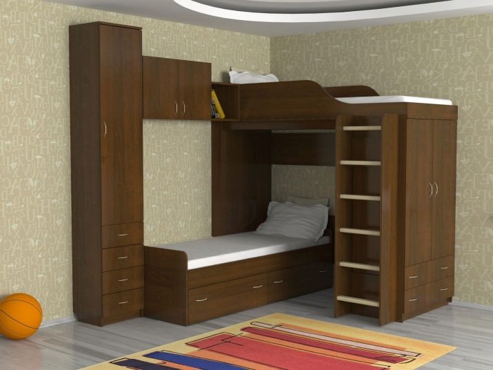 Двухъярусная кровать со шкафом внизу