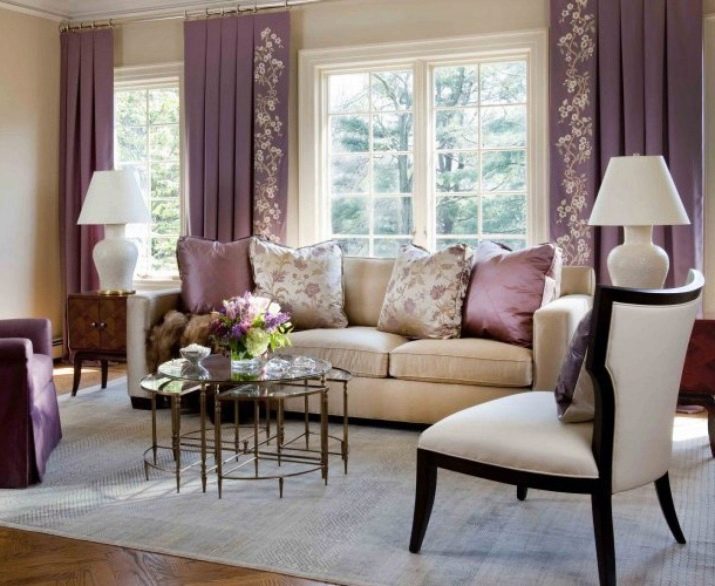 Дизайн штор в фиолетовом цвете — особенности цвета, сочетания, полезные советы