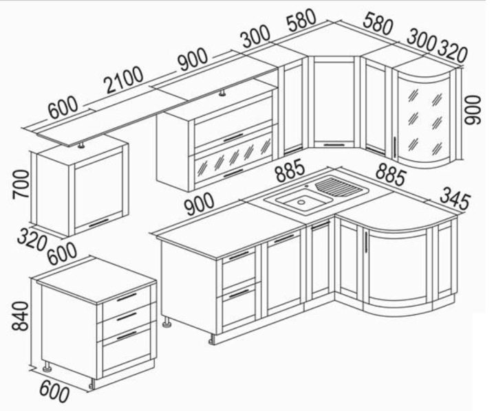 Шкафчики для кухни схемы