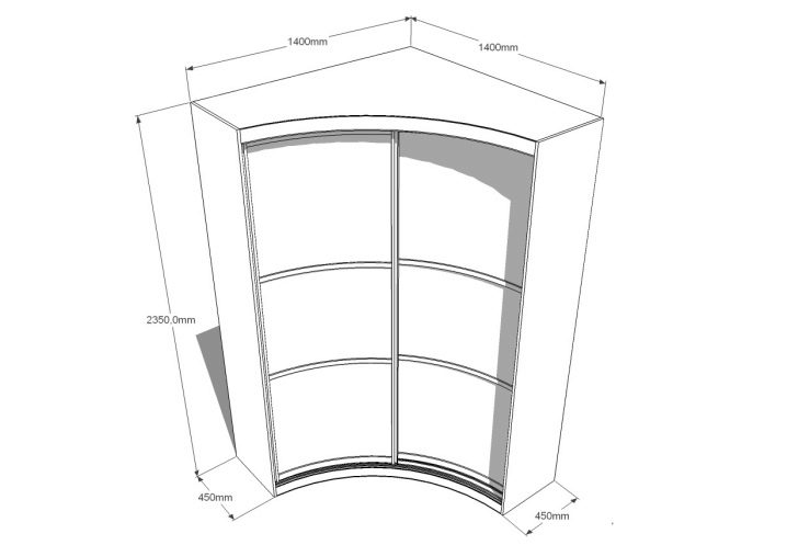 Радиальный шкаф купе размеры