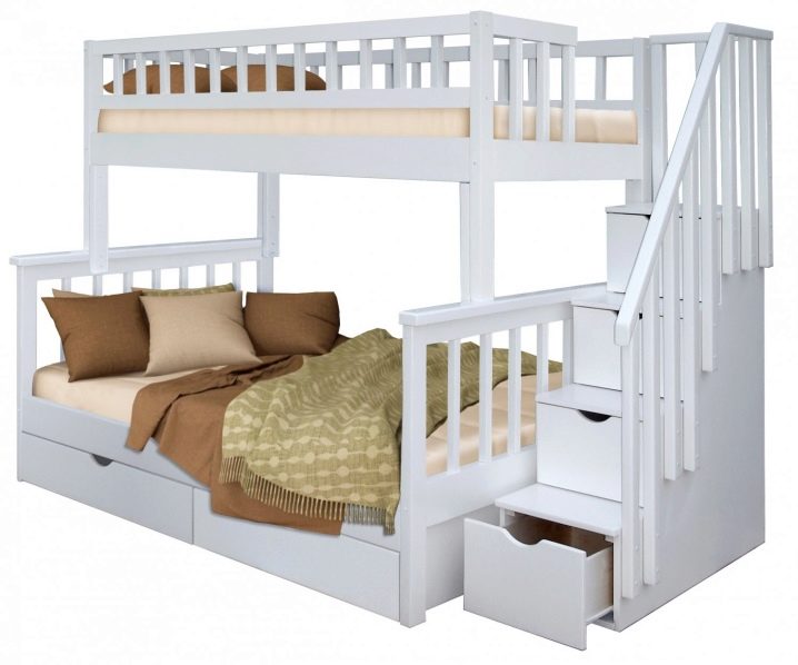 Кровать двухъярусная детская белая массив